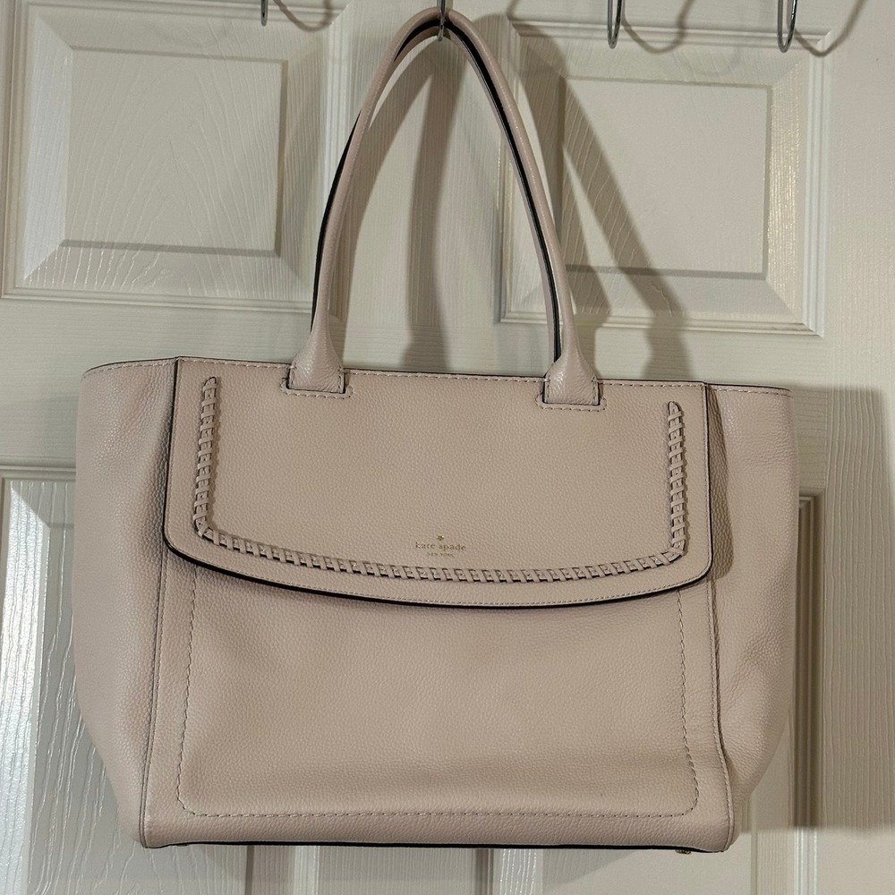 Kate Spade New‎ York Pink Pebbled Leather Whipstitch Tote  Shoulder Bag Gold HW